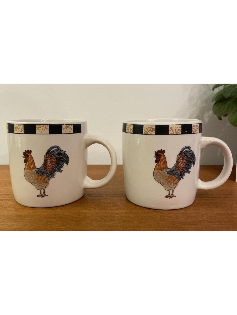 Vintage Gibson Brewster Cafe Rooster Coffee Tea Mugs 14oz 2003 Everyday Set Of 2